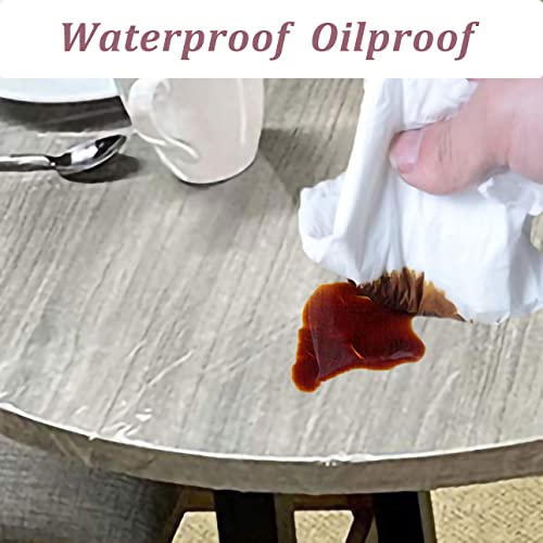 Clear Fitted Vinyl Tablecloth Round Waterproof Oilcloth Pvc Table Cover Elastic Edge Design Wipeable Plastic Table Cloth Protector For Dining Tabletop (Round Fits Table Up 45"-56" Diameter) #TOP2