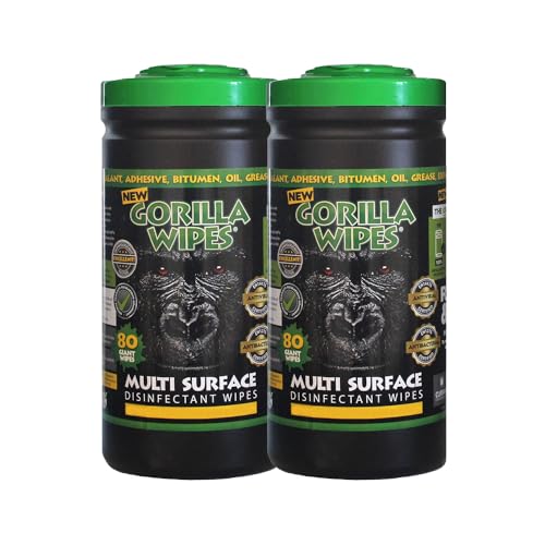 Image of Gorilla Antibacterial Degreasing Wipes Twin Pack – 2 x 80 Multi-Surface Disinfectant Industrial Cleaning Wipes