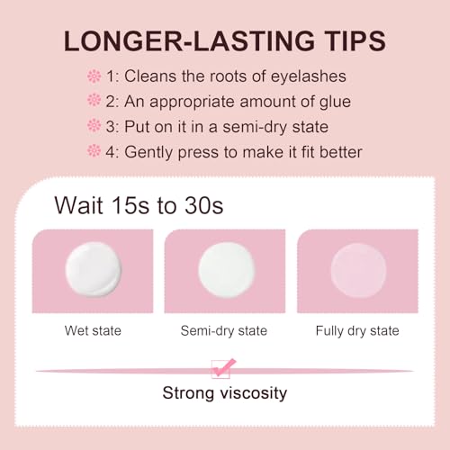 Eyelash Glue 4pcs Clear Glue - Super Strong Hold Professional Lash Glue Latex Free Eyelash Glue Waterproof Lash Glue White Strip Eyelash Adhesive EMEDA