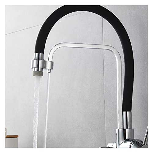Filtre robinet de cuisine design noir et chrome pour évier moderne