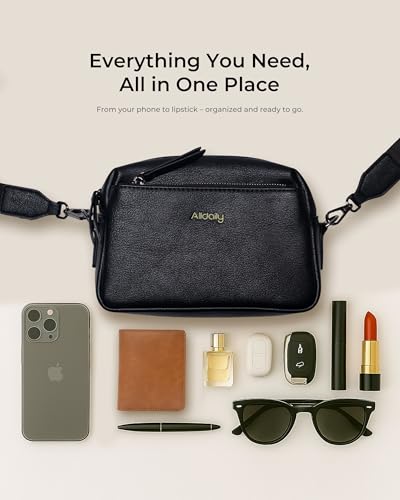 Image of Alldaily Small Triple Zip Crossbody Purse for Women, Vegan Leather Phone Bag with Wide Shoulder Strap