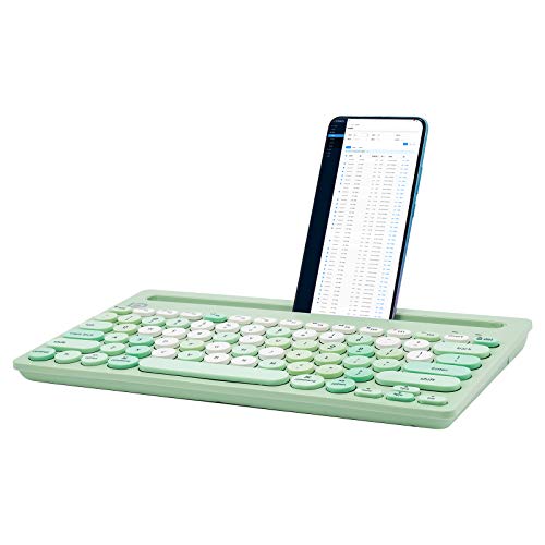 HUO JI Wireless Keyboard Multi-Device, Bluetooth and 2.4G Dual Mode for iPad, Switch to 3 Devices for Cellphone, Tablet, PC, Smart TV, MacBook iOS Android Windows, Green by HUO JI - Image 5