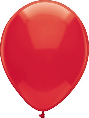 PartyMate 71993 5" Round Solid Color Latex Balloons, 50-Count, Real Red