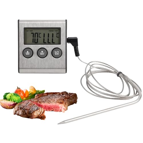 YUMILI Lebensmittelthermometer, BBQ-Thermometer, Fleisch-Kochsondenthermometer, genaues digitales Kochthermometer mit Timer-Temperaturmesswerkzeug