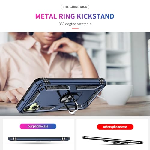 LeYi for Samsung Galaxy-A05-Phone Case, Samsung A05 Case with Glass Screen Protector and Camera Lens Protector, Heavy Duty Rugged Protective Case Cover with Kickstand Funda para Galaxy AO5, Blue