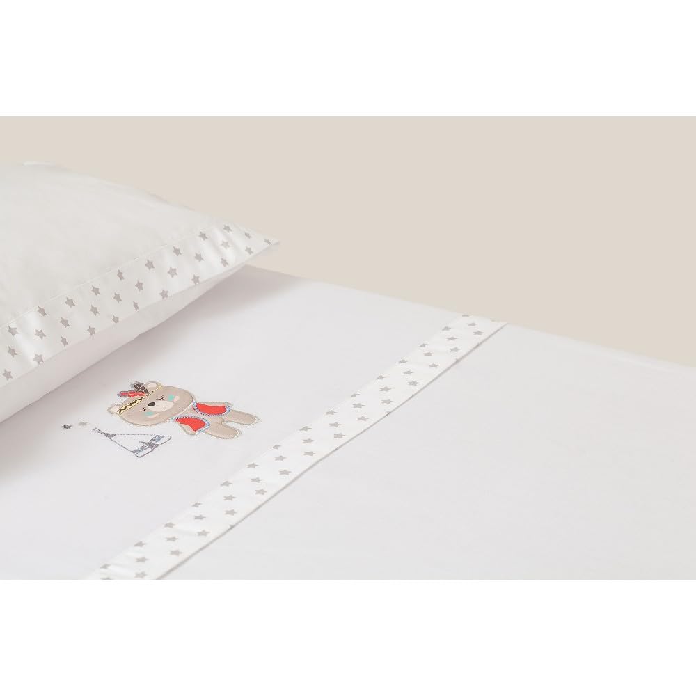 Interbaby Set di lenzuola da miniculla TIPI OSO in bianco e grigio - 450 g