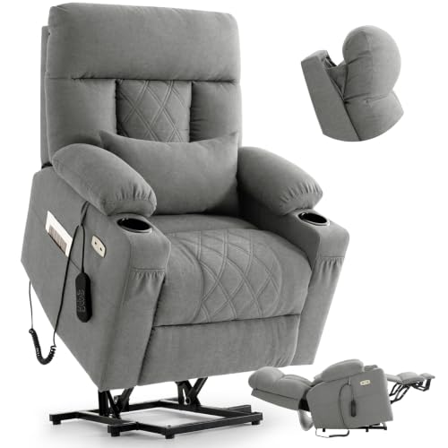 Image of Tri-Motor Power Lift Recliner Chair for Elderly, Lay Flat Lift Chair,Greige