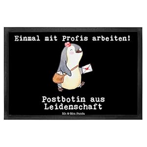 Mr. & Mrs. Panda 40 x 60 Fußmatte Postbotin aus Leidenschaft – Geschenk, für Dich, Postlerin, Fußabstreifer, Abschied…
