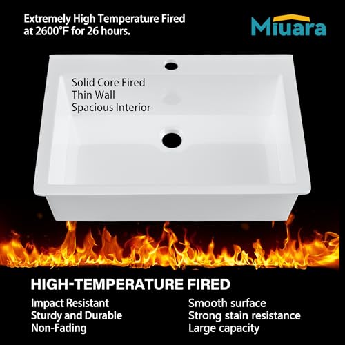Miuara White Kitchen Sink Drop In 33 Inch 1 Hole - 33x22 Drop In Kitchen Sink, 9\" Deep Topmount Kitchen Sink, Large Fireclay Kitchen Sink Single Bowl with 2 Accessories, for Kitchen