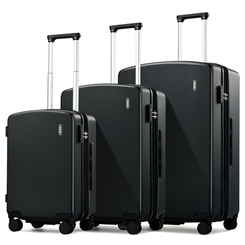 Image of Hanke Expandable Luggage Sets 3 Piece, 20 /24 /28 Inch Hard Shell Suitcase | PC Hard Shell, 8 Spinner Wheels, TSA Lock, Side Hook, Wet Pocket, Nestable Storage, Family & Couple Travel