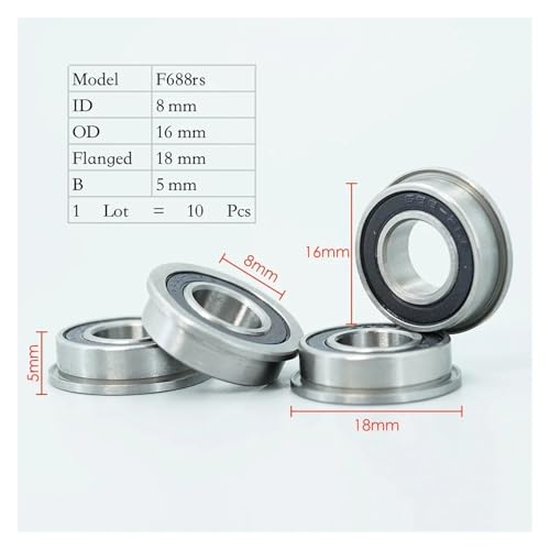 Rodamientos F688RS con brida de 8x16x5 mm cojinetes de bolas ABEC7 para poleas guía 4