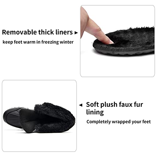 Artlea Winter Snow Boots For Women Mens Hiking Mid Calf Waterproof Outdoor Boots(Black Us Women 11 B(M) Men 9.5 D(M) #TOP4