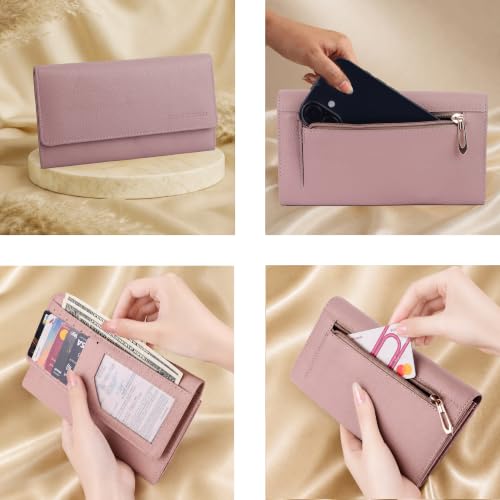 Image of Steve Jhonson Leather Wallet for Women - Mini Hand Purse with Card Holder - Women Stylish Clutch Purse - Cute Mini Ladies Wallet for Daily Use - Fancy Ladies Purse with Slim Design (Peach)