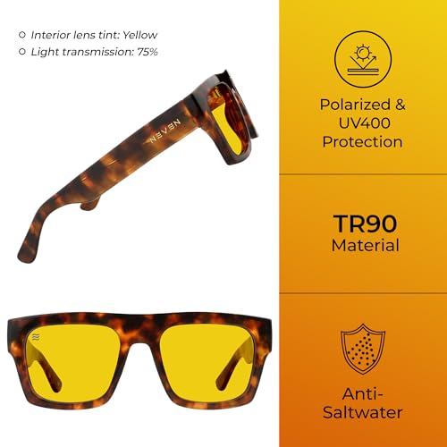 NEVEN RG Men's Polarized Sunglasses - Bold Rectangle UV Protection Sunglasses – Trendy Metro Fashion Glasses for Men & Women4
