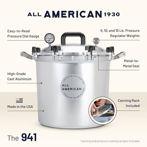 Image of All American 1930: 41.5qt Pressure Cooker /Canner (The 941) - Exclusive Metal-to-Metal Sealing System - Easy to Open & Close - Suitable for Gas or Electric Stoves - Made in the USA