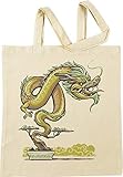 100% Baumwolle Vendax Bonsai Drachen Beige Einkaufstasche