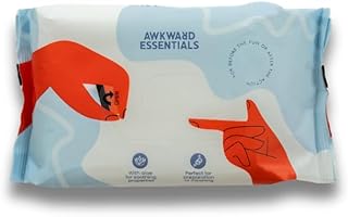 Awkward Essentials Clean AF Wipes for Personal Hygiene with Aloe & Water - Gentle, Two-Ingredient, pH-Friendly Cleansing Wipes for Body, Post-Workout & Intimate Use