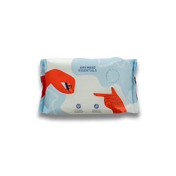 Awkward Essentials Clean AF Wipes for Personal Hygiene with Aloe & Water - Gentle, Two-Ingredient, pH-Friendly Cleansing Wipes for Body, Post-Workout & Intimate Use
