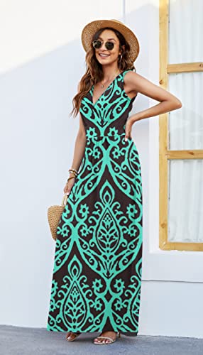 Image of AUSELILY Maxi Dresses for Women Summer Casual Sleeveless V Neck Wrap Dress | Sleeveless Long maxi dress with wrap V neck & side pockets, for formal cocktail, beach & casual daily wear