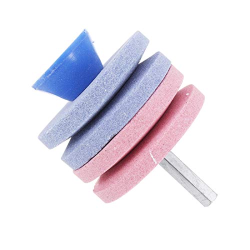Kitchen Sharpener 2 or 4 Layers Grinding Wheel Lawn Mower Sharpener Lawnmower Blade Sharpen Stone (Color : Blue+Pink)