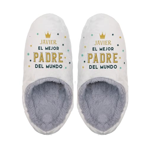 Wanapix | Zapatillas de estar por casa Personalizadas | Personaliza con Foto y Texto | Pantuflas Unisex | Tamaño 42-44 | Mejor Padre