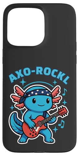 Axo-Rockl ウーパールーパー かわいい エレキギター ロック ミュージシャン スマホケース iPhone 15 Pro Max 用