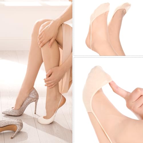 6 Pairs Toe Topper Socks for Women, Ultra Low Cut Liner Socks Women Ball of Foot Cushion Sock No Show Half Sock with Sling Back for Heels Dress Shoes2