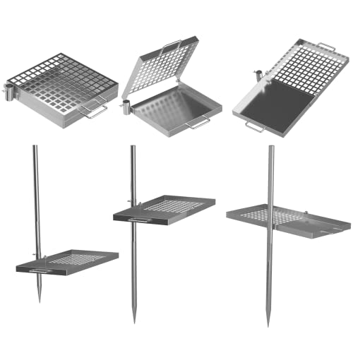 24" Folding Campfire Grill, Stuffygreenus Stainless Steel Camp Fire Grill With Folding Grill Design, Adjustable Fire Pit Grill Grate Over Fire Pit, For Versatile Campfire Cooking #TOP4
