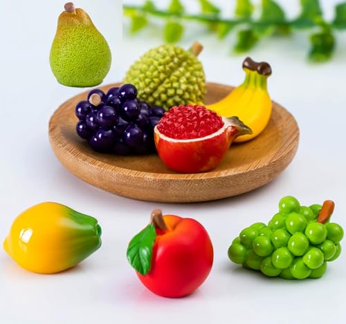 FOLANDO 15 Pcs Miniature Fruit Decoration Mini Fruits Dollhouse Decor Artificial Fruits Decorative Ornament Desktop Micro Landscape Decoration DIY Accessories Craft Art