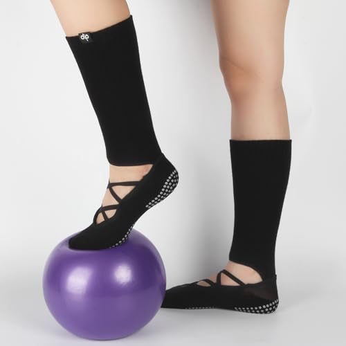 Pilates Socks with Grips for Women, Long Scrunch Slouch Slouchy Yoga Socks for Barre Workout4