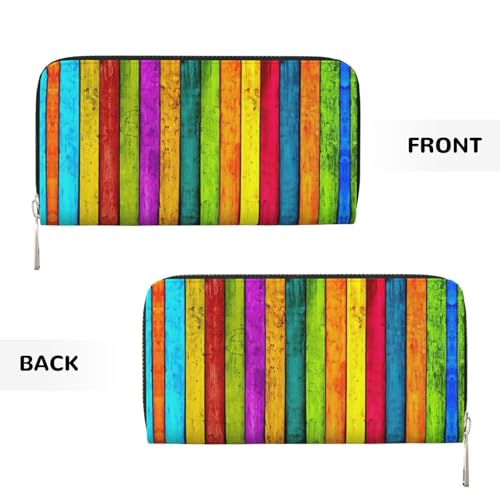 Colored Wooden Board Print Casual Clutch Purse Hand Wallet for Women Capacity Wallet Stylish Travel-Friendly3