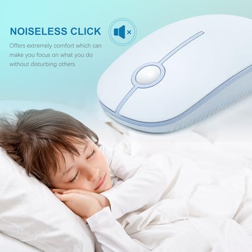Image of VssoPlor Wireless Mouse, 2.4G Slim Portable Computer Laptop Mouse with Nano Receiver Quiet Silent Optical Mice for Notebook, PC, Laptop, Computer-Light Blue