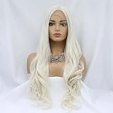 melody wig 1 * 4 * 13Lace Wig Synthetic Blonde Lace Front Wigs For Women Hair Platinum Blonde Wigs Long Body Wavy Hair Heat Resistant Fiber 60#Color Whithe Blonde Wigs
