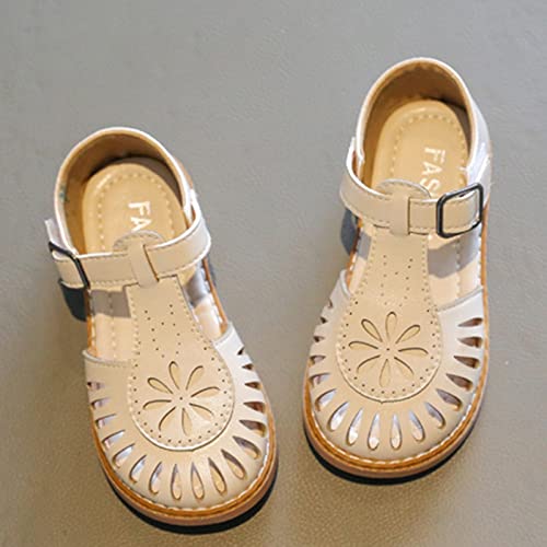 Toddler Girl Dress Shoes Children Sandals Fashion Baby Open Toe Princess Shoes Soft Soled Cut Out Beach Sandals (White, 12.5 Little Child)2