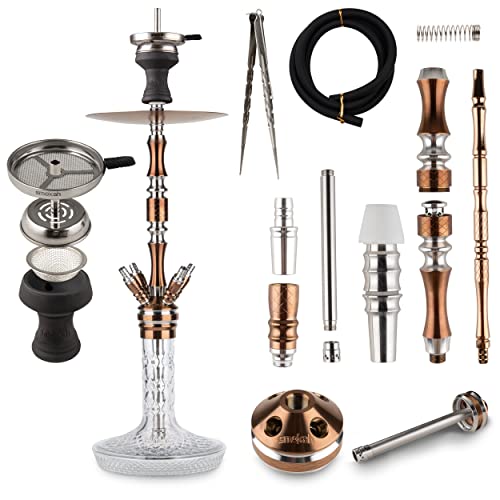 Smokah Shisha Marina - Bronze Clear | Edelstahl Shisha inkl. Molassefänger | inkl. Kaminkopf Set