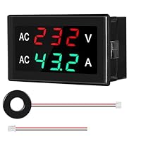 DEWIN Digitales Voltmeter Amperemeter, AC Voltmeter Amperemeter 0-120A LED Digitalanzeige Spannungs Strom Messgerät Panel mit Transformator AC50-500V