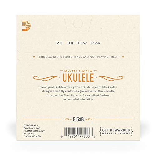 Image of D'Addario Baritone Ukulele Strings, Black Nylon, EJ53B, 4-String Set, Pack of 1