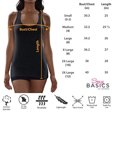 Sexy Basics Women's 5 Pack Racerback Powerflex Tank Tops/Cotton -Spandex Stretch Color Tank Tops #TOP2