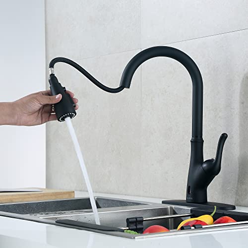 Robinet de cuisine extractible noir mat automatique avec jet puissant