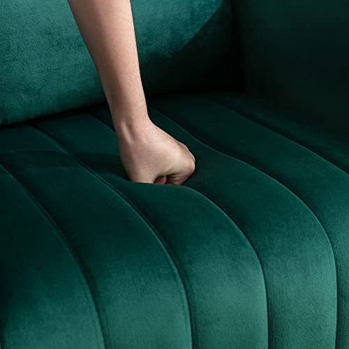 Dm Furniture Modern Accent Chair Mid Century Velvet Armchair Wingback Single Sofa Side Chair Lounge Chairs With Gold Leg For Living Room/Bed Room, Green #TOP6