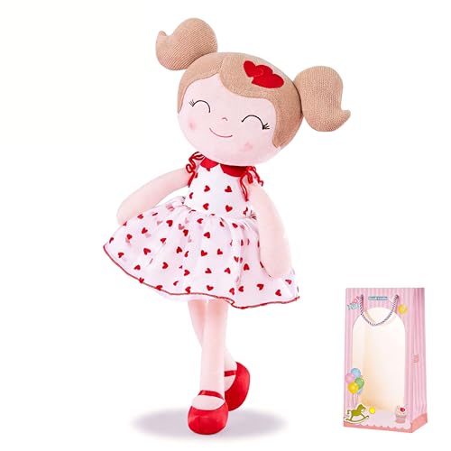 Gloveleya Baby Doll Valentines Day Gifts I Love You Gifts Soft Toy Plush Dolls Red Flocking Heart Girl - image 1