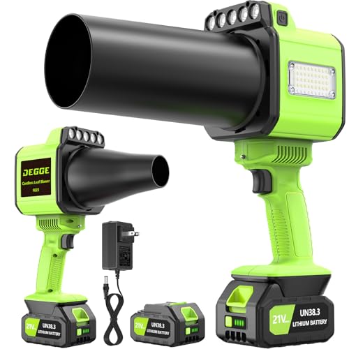 DEGGE Leaf Blower Cordless, Handheld Leaf Blowers with LED Work