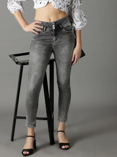 Image of SHOWOFFFF Women Slim Fit Jeans | Denim Jeans for Womens | Mid-Rise Regular Length Jeans for Women's
