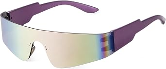 SORVINO Wrap Around Y2K Sunglasses for Women Men | Cyberpunk Trendy Rimless Futuristic Black Silver Sunglasses Fashion