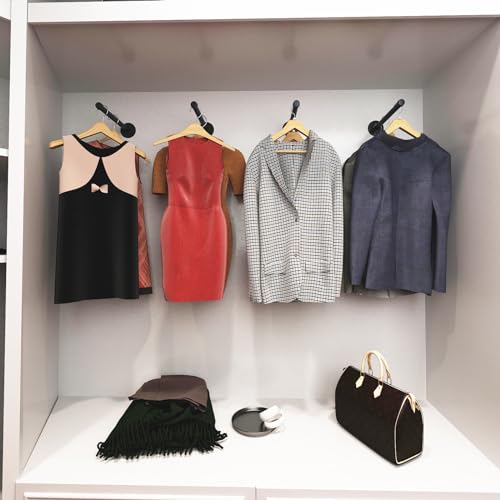 IBUYKE Kleiderstange Wandmontage 4 Stück, 30.5cm Metall Industrial Garderobenstange für die Wand, Multifunktionale Rustikale Kleiderständer Wandmontage für Schlafzimmer Wohnzimmer, Schwarz TYJ004H