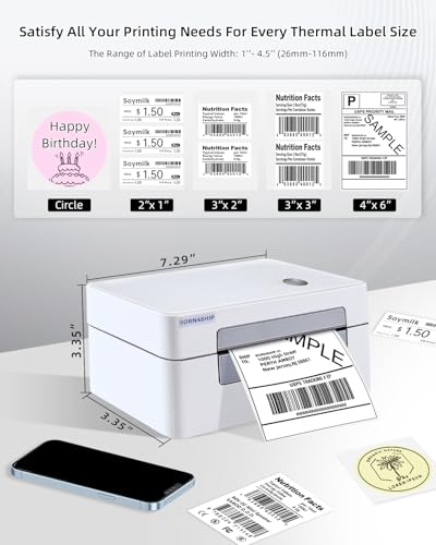 Image of Bluetooth Shipping Label Printer, 4x6 Thermal Printer for Shipping Packages, Thermal Label Printer for Small Business, Widely Used for Amazon, iPhone, Android, iPad, Windows, macOS (Gray)