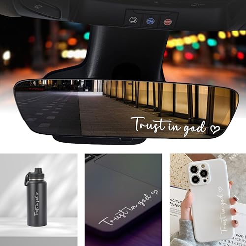 Image of 3Pcs Trust in God Rearview Mirror Sticker,Car Stickers and Decals for Women,Self-Adhesive Waterproof Car Stickers Rearview Mirror Accessories