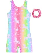JESKIDS Leotards for Girls Gymnastics with Shorts Dance Biketards Tumbling Matching Hair Scrunchi...