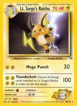 Pokemon - Lt. Surge39;s Raichu (28/132) - Gym Heroes