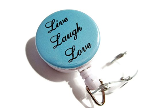 ATLanyards Live Laugh Love Retractable Lanyard Badge Holder Id Reel Light Blue 271